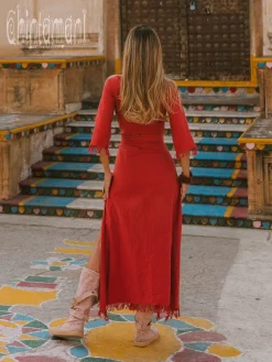 Wrap Boho Dress / Red Ochre