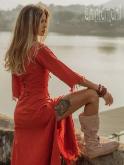 Wrap Boho Dress / Red Ochre