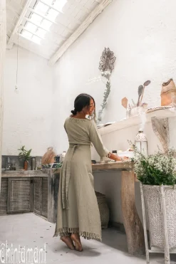 Wrap Boho Dress / Sage Green