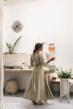 Wrap Boho Dress / Sage Green